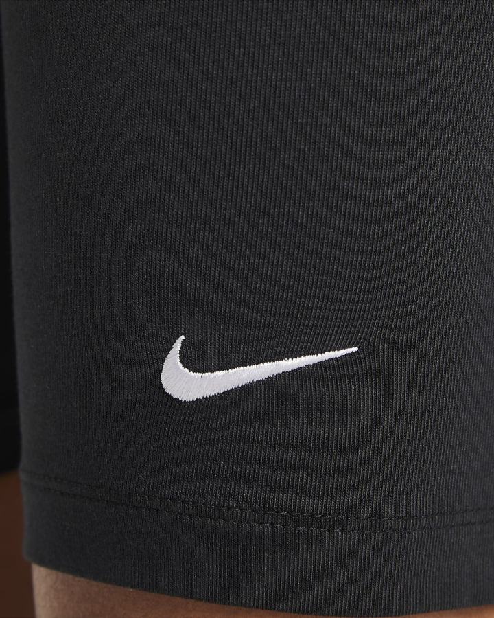 Pantalones Cortos Nike Sportswear Essential Mid-Rise Bike Mujer Negras Blancas | EOFKA-5169