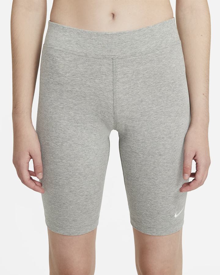 Pantalones Cortos Nike Sportswear Essential Mid-Rise Bike Mujer Gris Oscuro Blancas | GIZVQ-8095