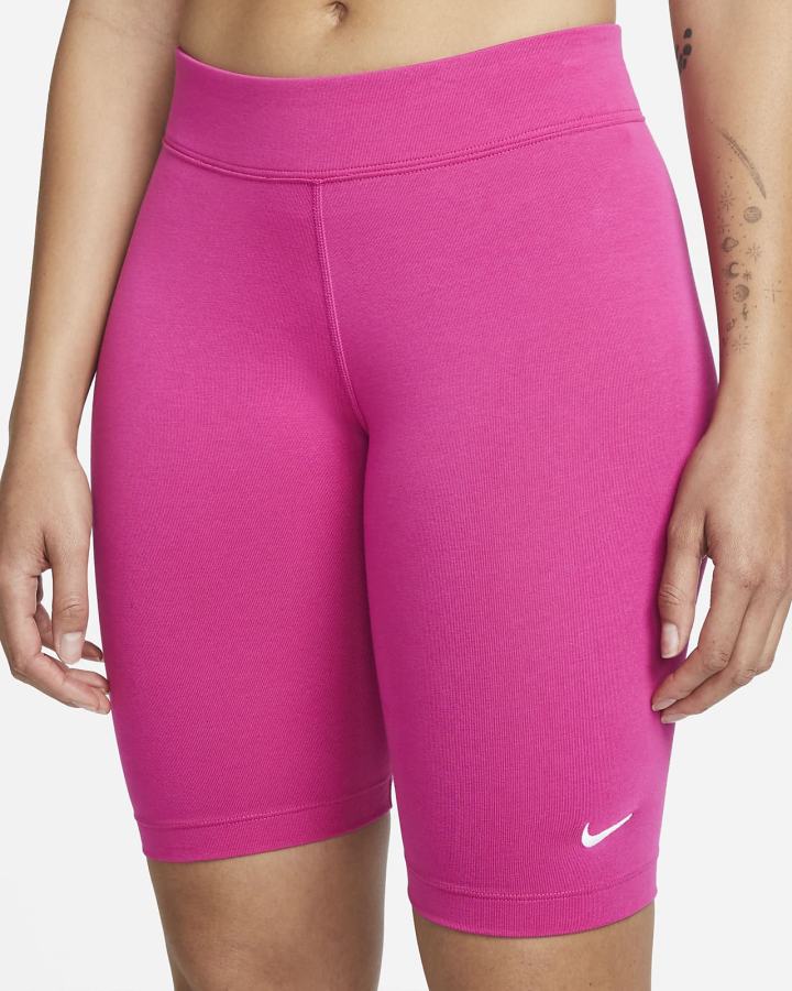 Pantalones Cortos Nike Sportswear Essential Mid-Rise Bike Mujer Rosas Blancas | GVDAJ-6514