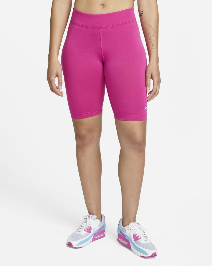 Pantalones Cortos Nike Sportswear Essential Mid-Rise Bike Mujer Rosas Blancas | GVDAJ-6514