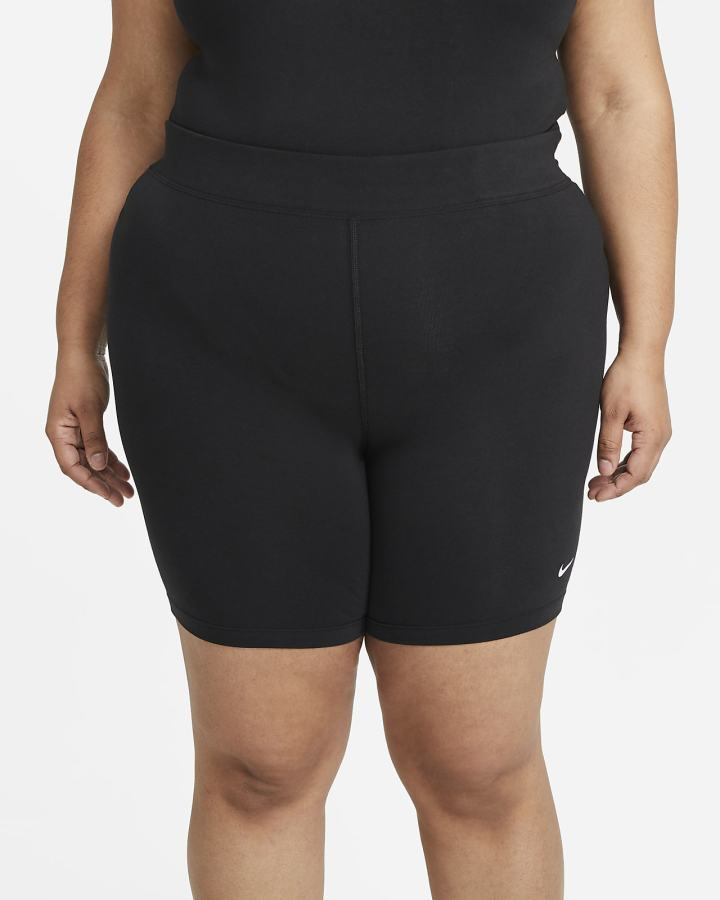 Pantalones Cortos Nike Sportswear Essential Mid-Rise Bike Mujer Negras Blancas | GYCUS-2617