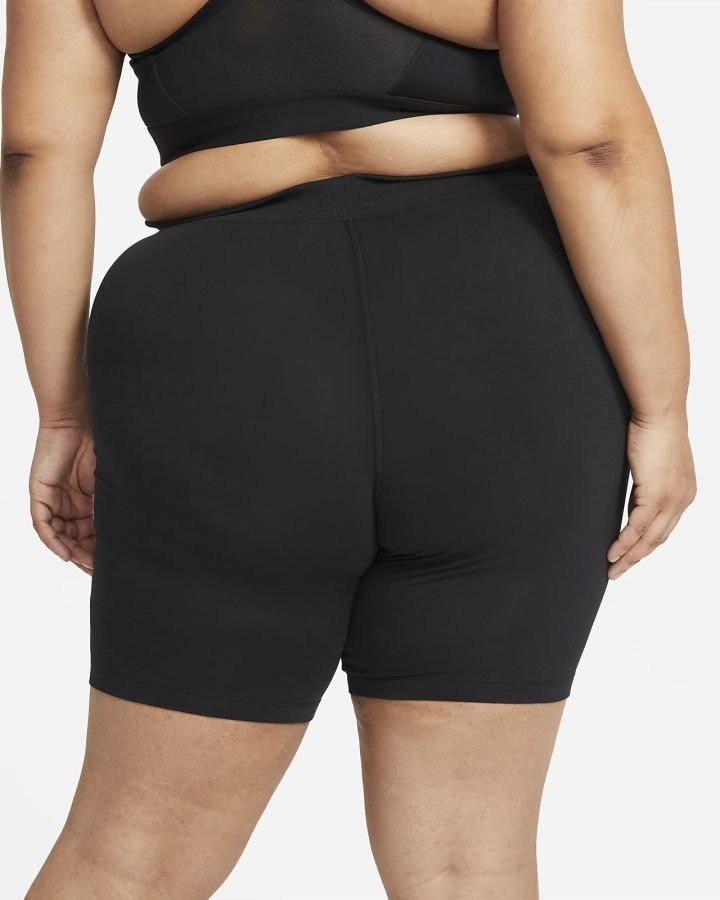 Pantalones Cortos Nike Sportswear Essential Mid-Rise Bike Mujer Negras Blancas | GYCUS-2617