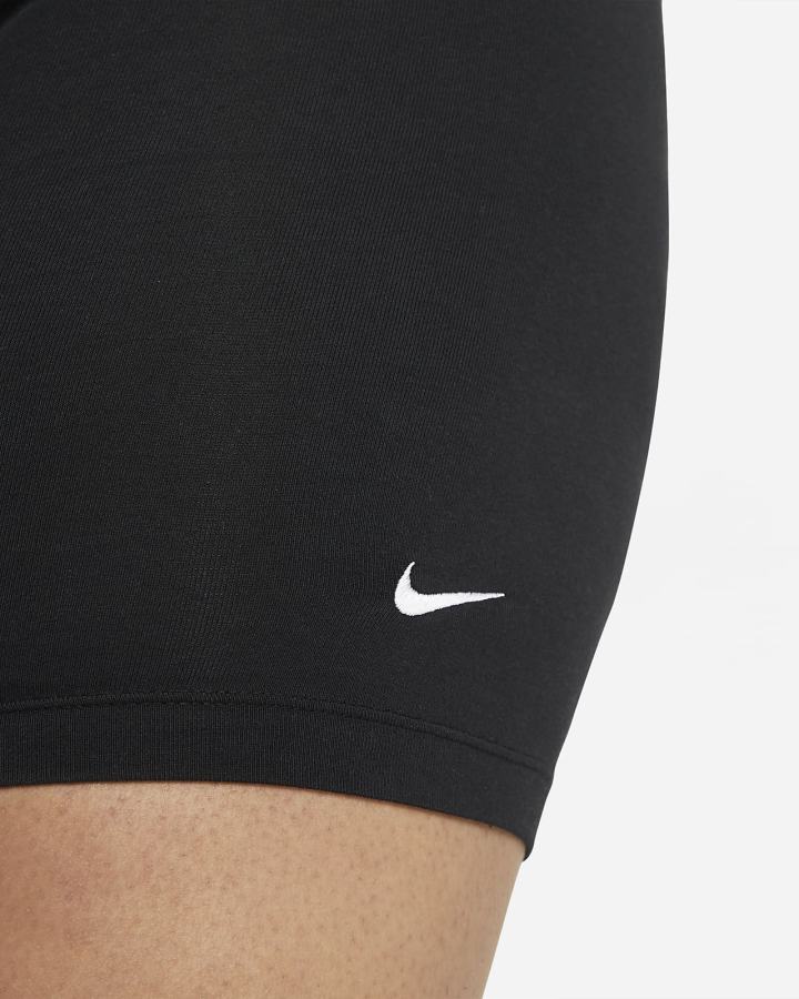 Pantalones Cortos Nike Sportswear Essential Mid-Rise Bike Mujer Negras Blancas | GYCUS-2617