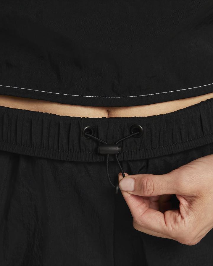 Pantalones Cortos Nike Sportswear Essential High-Rise Woven Mujer Negras Blancas | HCXPF-1482