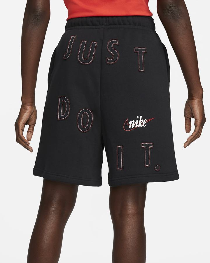 Pantalones Cortos Nike Sportswear Essentials High-Rise Fleece Mujer Negras Blancas | ITBGC-5839