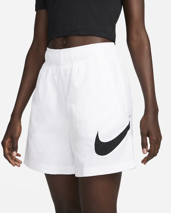 Pantalones Cortos Nike Sportswear Essential High-Rise Woven Mujer Blancas Negras | POYHM-0719
