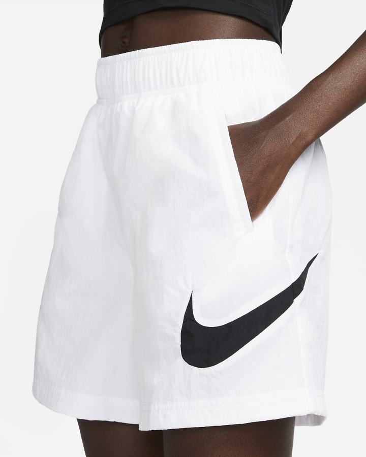 Pantalones Cortos Nike Sportswear Essential High-Rise Woven Mujer Blancas Negras | POYHM-0719