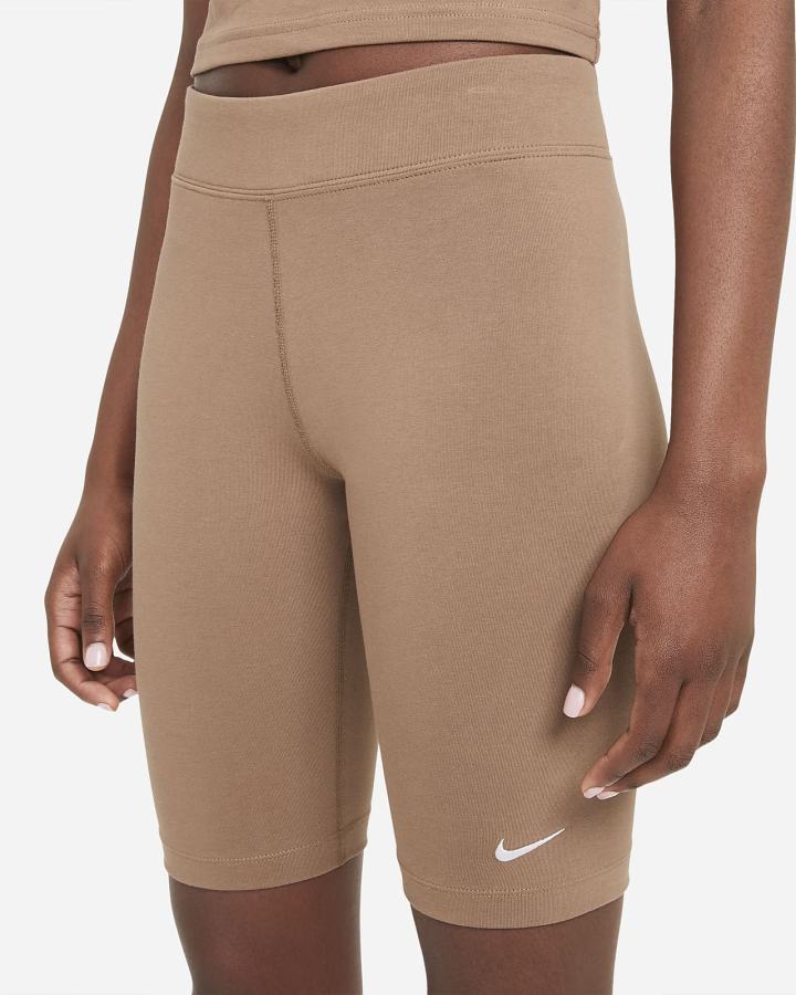 Pantalones Cortos Nike Sportswear Essential Mid-Rise Bike Mujer Marrones Blancas | SYPAX-9874