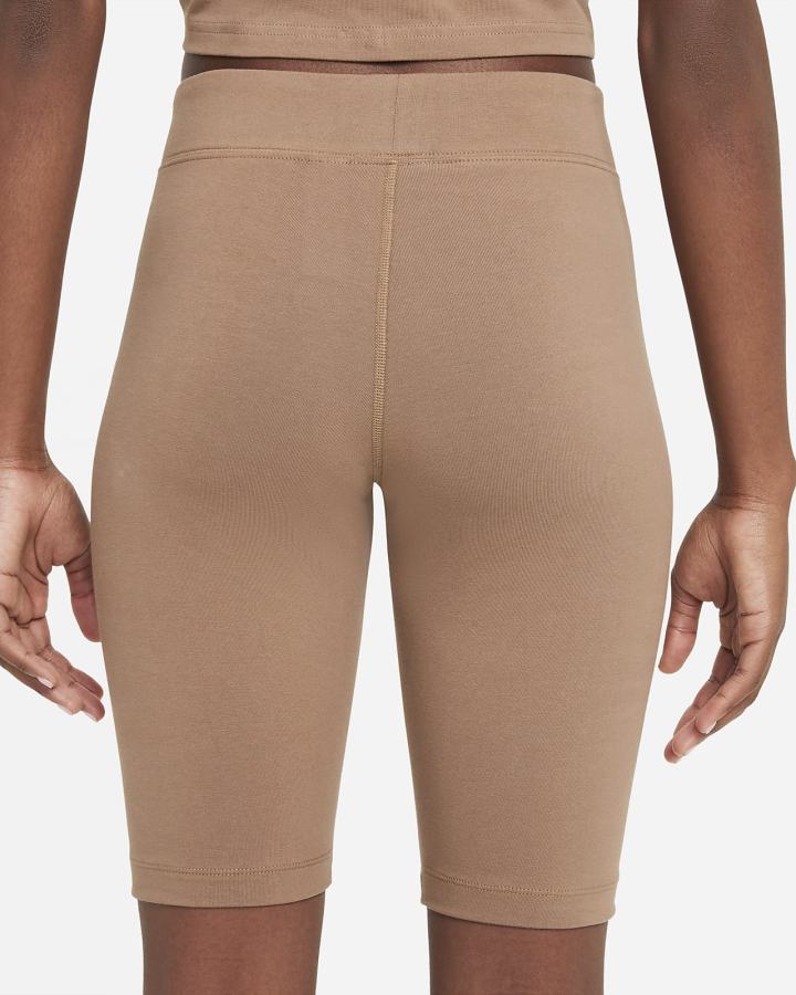 Pantalones Cortos Nike Sportswear Essential Mid-Rise Bike Mujer Marrones Blancas | SYPAX-9874