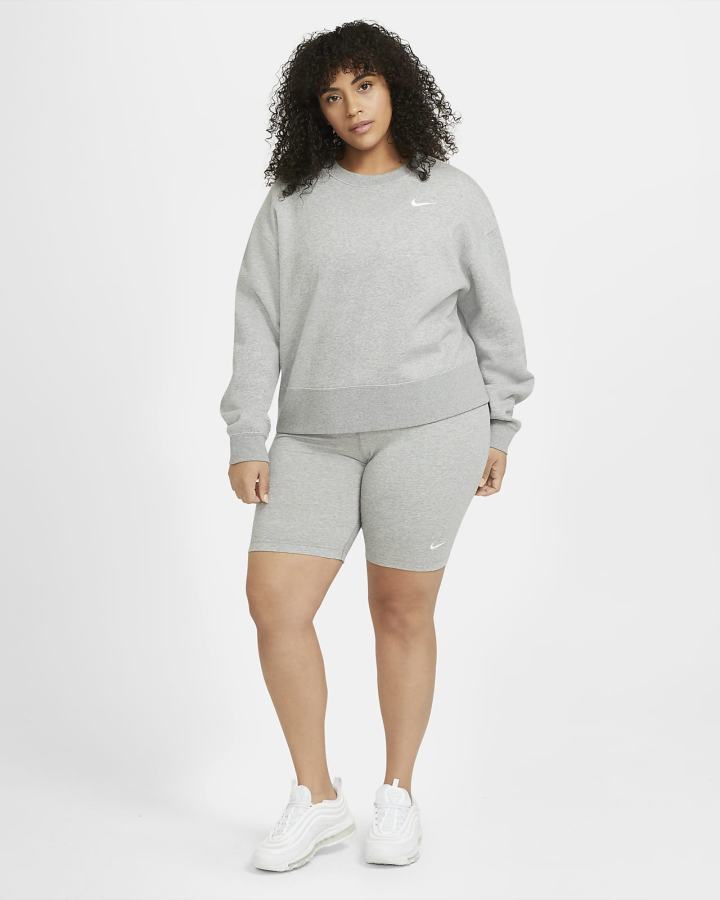 Pantalones Cortos Nike Sportswear Essential Mid-Rise Bike Mujer Gris Oscuro Blancas | ULQXK-1674