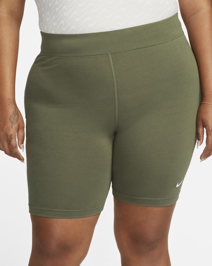 Pantalones Cortos Nike Sportswear Essential Mid-Rise Bike Mujer Verde Oliva Blancas | ZYTNH-6182