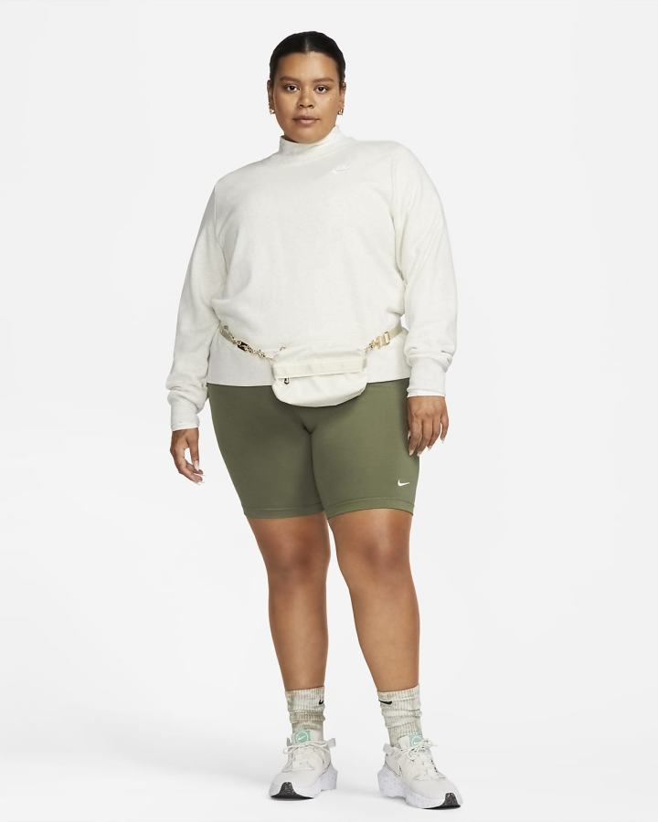 Pantalones Cortos Nike Sportswear Essential Mid-Rise Bike Mujer Verde Oliva Blancas | ZYTNH-6182