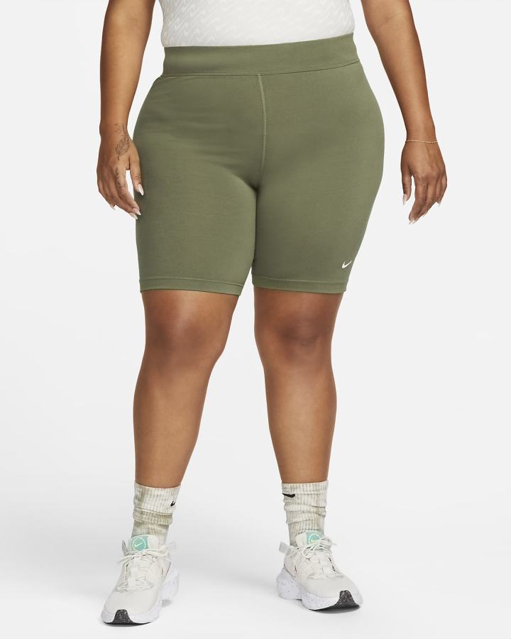 Pantalones Cortos Nike Sportswear Essential Mid-Rise Bike Mujer Verde Oliva Blancas | ZYTNH-6182