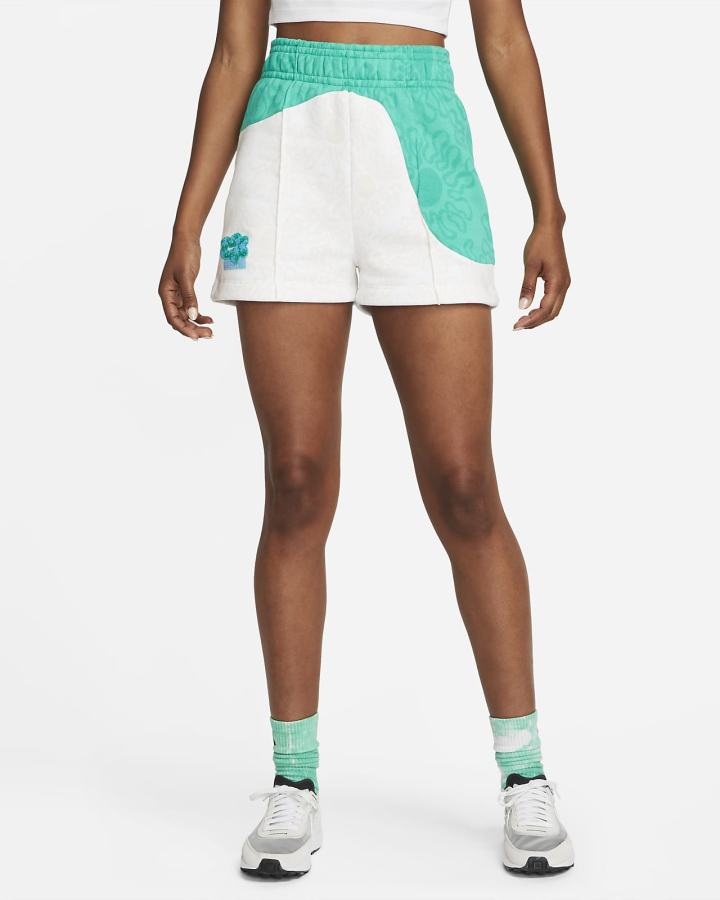 Pantalones Cortos Nike Sportswear Fleece Mujer Verde Blancas | QYPVL-0645