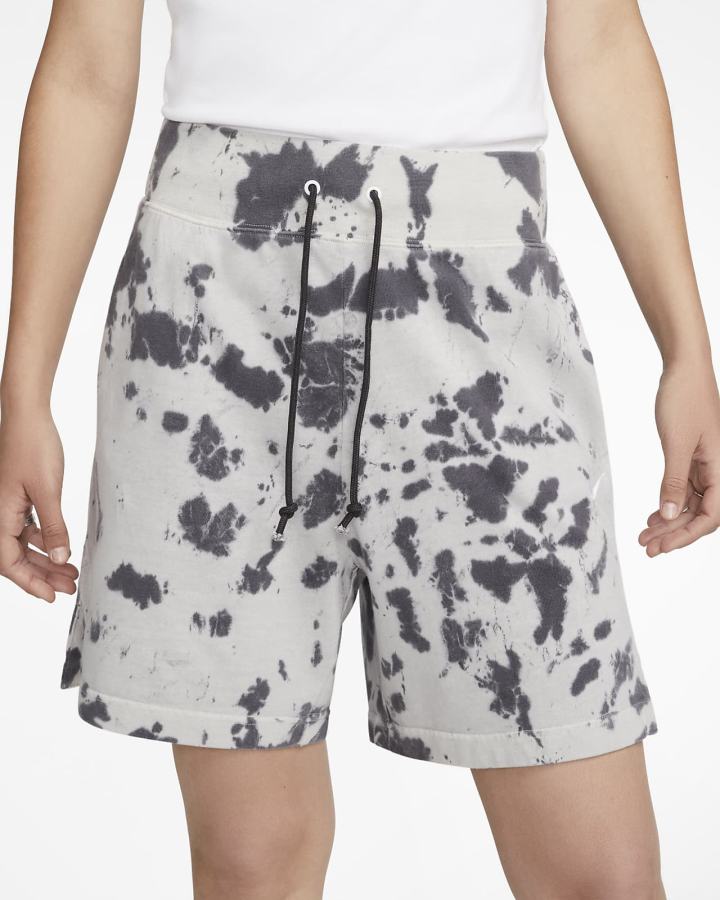 Pantalones Cortos Nike Sportswear High-Waisted Cloud-Dye Mujer Negras Blancas | TLCEG-8714