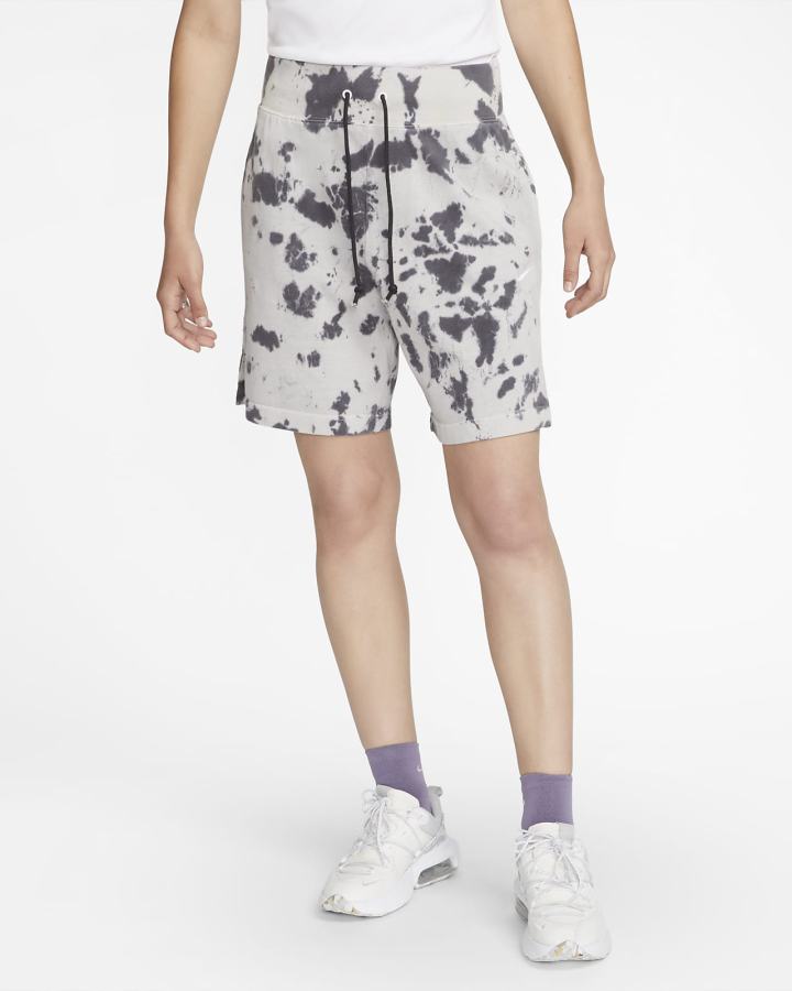 Pantalones Cortos Nike Sportswear High-Waisted Cloud-Dye Mujer Negras Blancas | TLCEG-8714