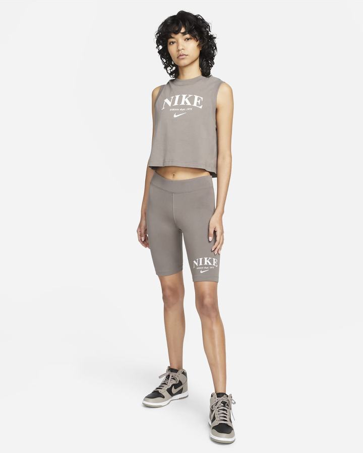 Pantalones Cortos Nike Sportswear Mid-Rise Bike Mujer Gris Blancas | UNCZL-3541