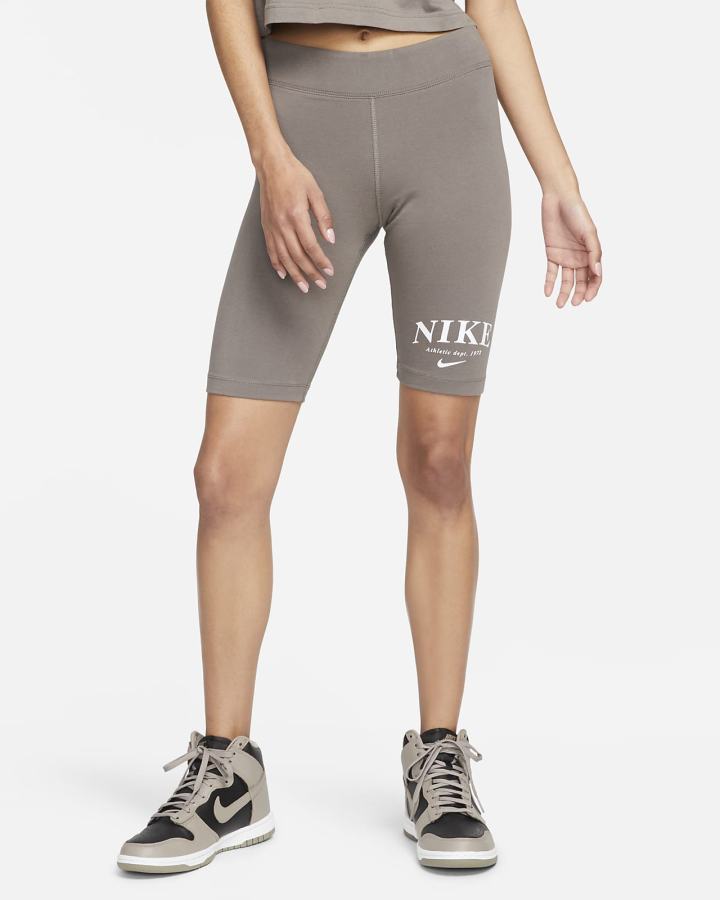 Pantalones Cortos Nike Sportswear Mid-Rise Bike Mujer Gris Blancas | UNCZL-3541