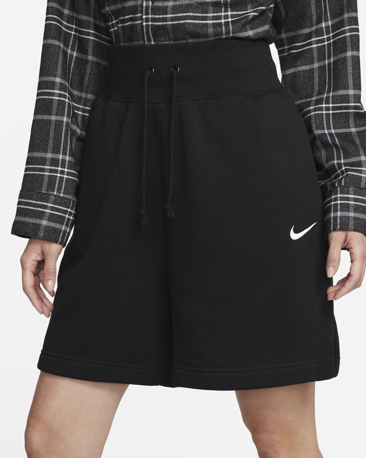 Pantalones Cortos Nike Sportswear Phoenix Fleece High-Waisted Loose-Fit Mujer Negras | KBARU-3816