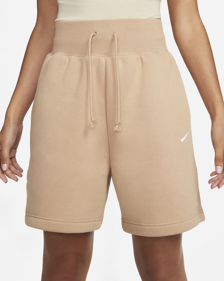 Pantalones Cortos Nike Sportswear Phoenix Fleece High-Waisted Loose-Fit Mujer Beige | MHAJI-7041