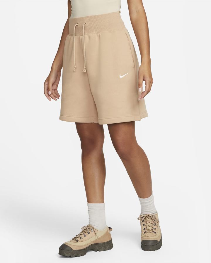 Pantalones Cortos Nike Sportswear Phoenix Fleece High-Waisted Loose-Fit Mujer Beige | MHAJI-7041