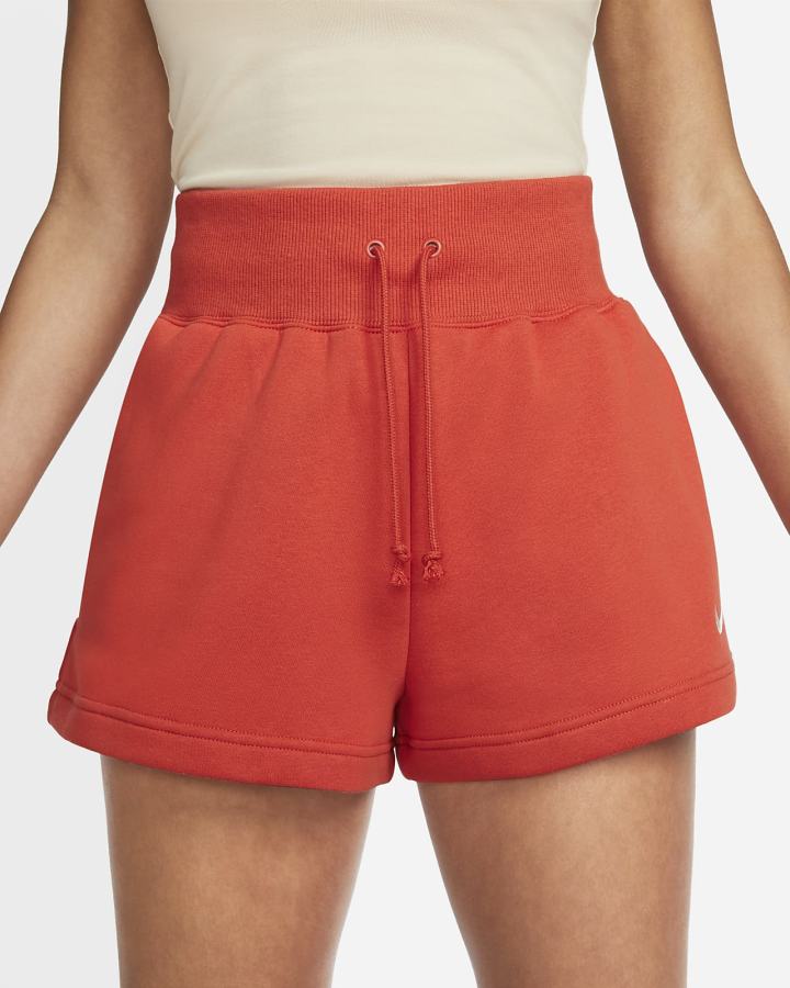 Pantalones Cortos Nike Sportswear Phoenix Fleece High-Waisted Mujer Naranjas | ZPQHL-8563