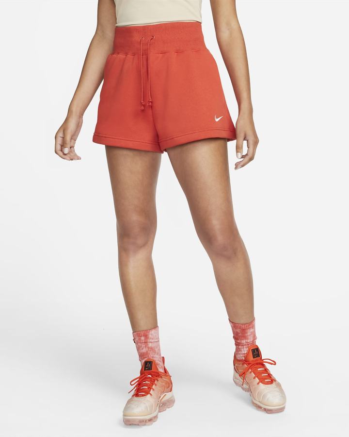 Pantalones Cortos Nike Sportswear Phoenix Fleece High-Waisted Mujer Naranjas | ZPQHL-8563