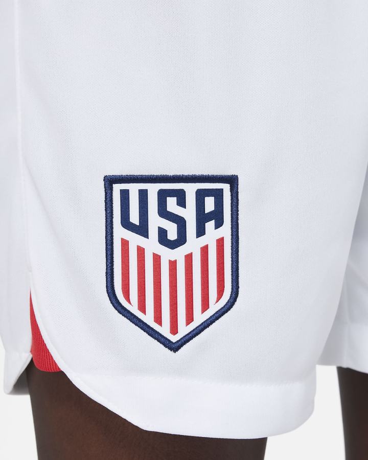 Pantalones Cortos Nike U.S. 2022/23 Stadium Home Kids Dri-FIT Soccer Niño Blancas Rojas Azules | ZJGMW-6123
