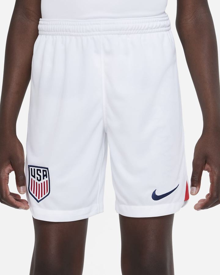 Pantalones Cortos Nike U.S. 2022/23 Stadium Home Kids Dri-FIT Soccer Niño Blancas Rojas Azules | ZJGMW-6123