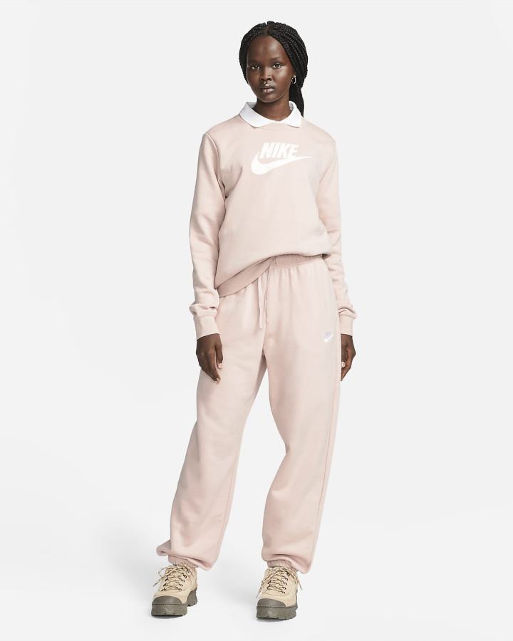 Pantalones Deportivos Nike Sportswear Club Fleece Mid-Rise Oversized Mujer Rosas Blancas | LOBCT-9175
