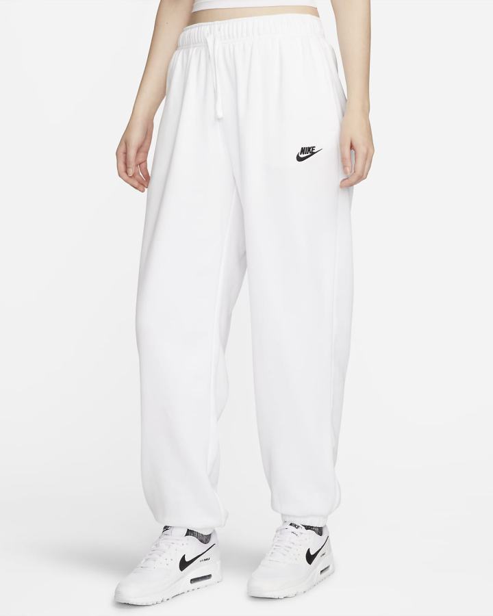 Pantalones Deportivos Nike Sportswear Club Fleece Mid-Rise Oversized Mujer Blancas Negras | SUDMC-2367