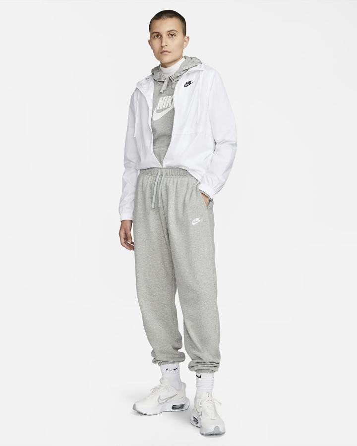 Pantalones Deportivos Nike Sportswear Club Fleece Mid-Rise Oversized Mujer Gris Oscuro Blancas | YQDGZ-0832