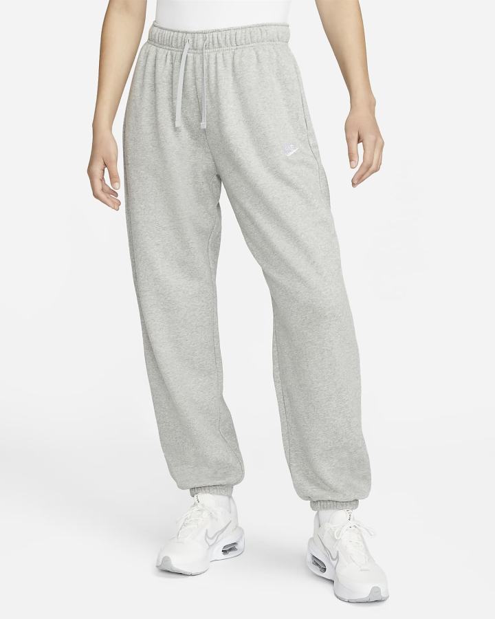 Pantalones Deportivos Nike Sportswear Club Fleece Mid-Rise Oversized Mujer Gris Oscuro Blancas | YQDGZ-0832