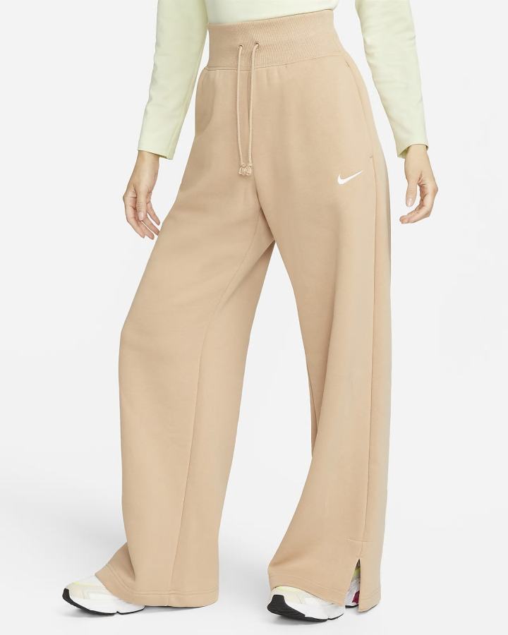 Pantalones Deportivos Nike Sportswear Phoenix Fleece High-Waisted Wide-Leg Mujer Beige | CQRDZ-4859