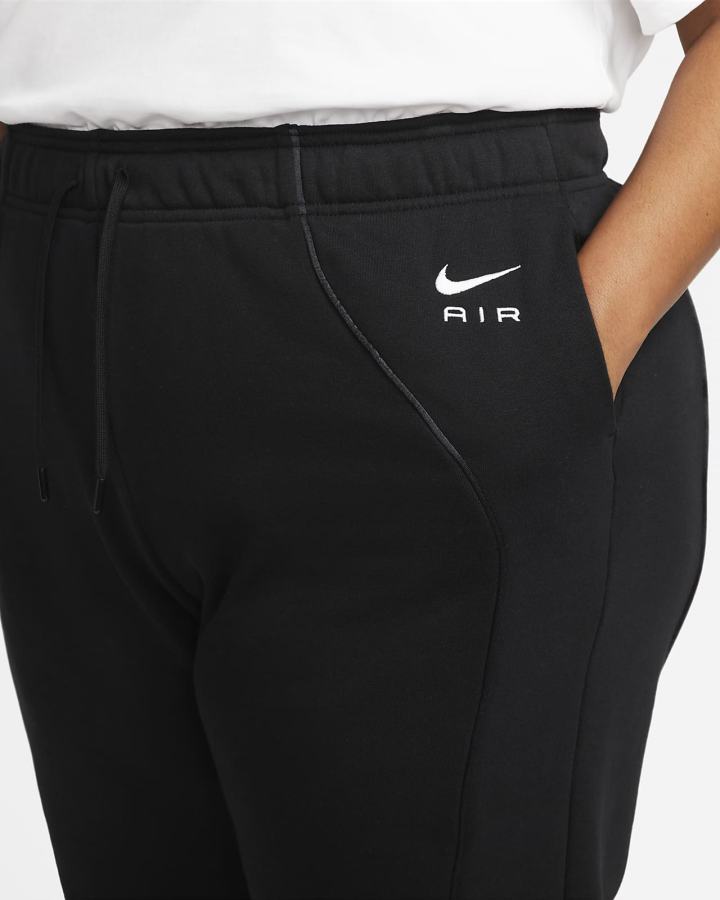 Pantalones Jogger Nike Air Mid-Rise Fleece Mujer Negras Blancas | NTUEY-9470