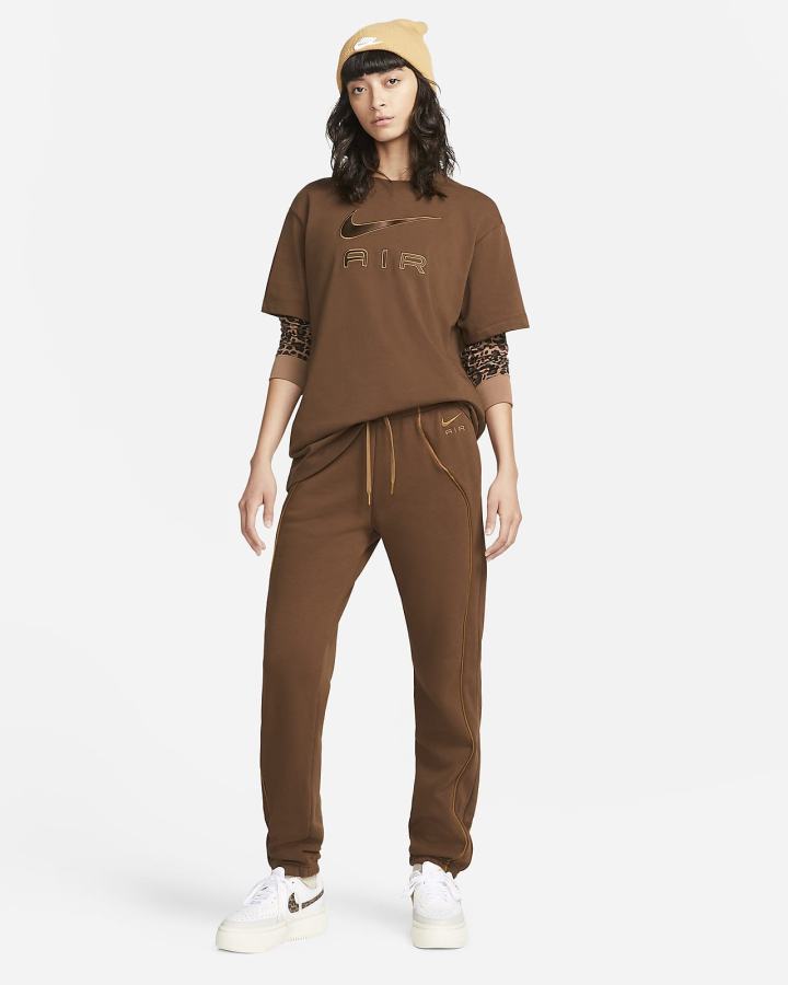 Pantalones Jogger Nike Air Mid-Rise Fleece Mujer Marrones | YGTMJ-8023