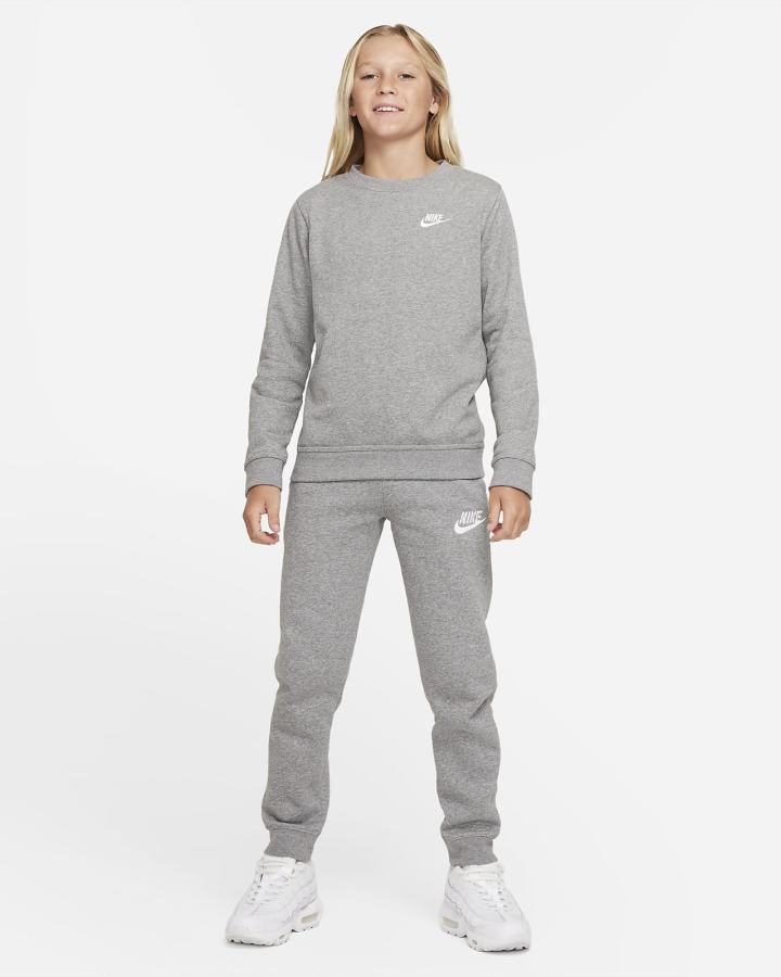Pantalones Jogger Nike Sportswear Club Fleece Kids Niño Gris Oscuro Blancas | EUNWA-7409