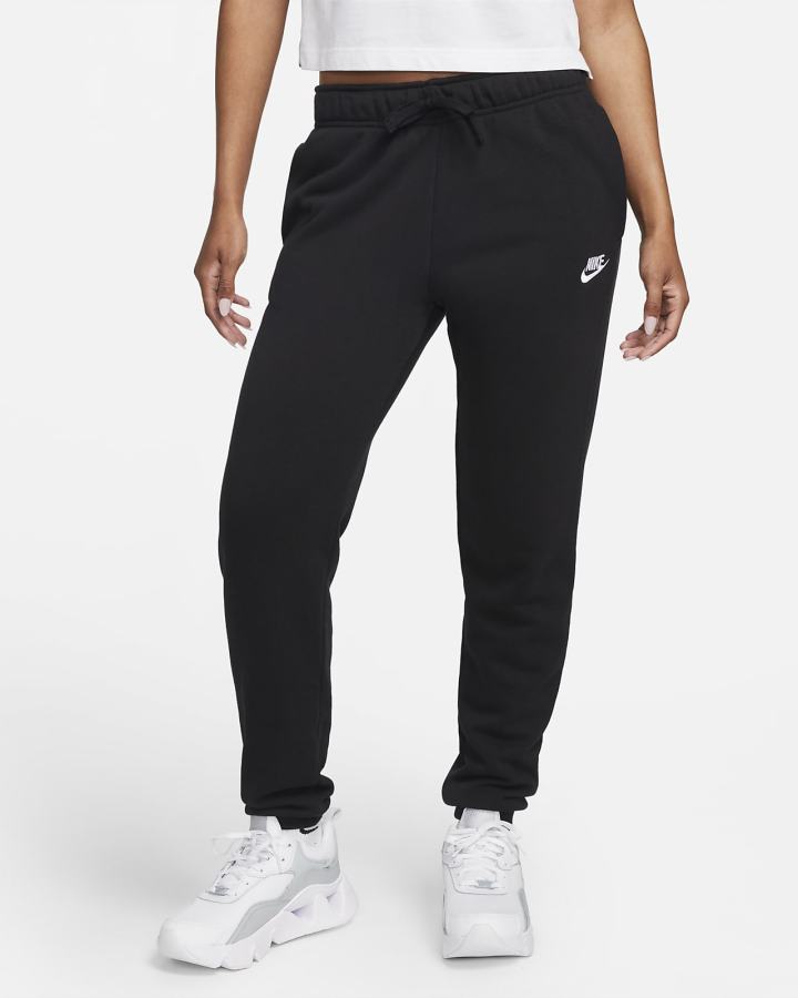 Pantalones Jogger Nike Sportswear Club Fleece Mid-Rise Mujer Negras Blancas | GUZYX-5497