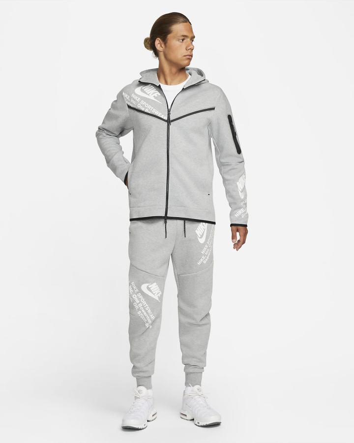 Pantalones Jogger Nike Sportswear Tech Fleece Hombre Gris Oscuro Blancas | ZAPJV-2831