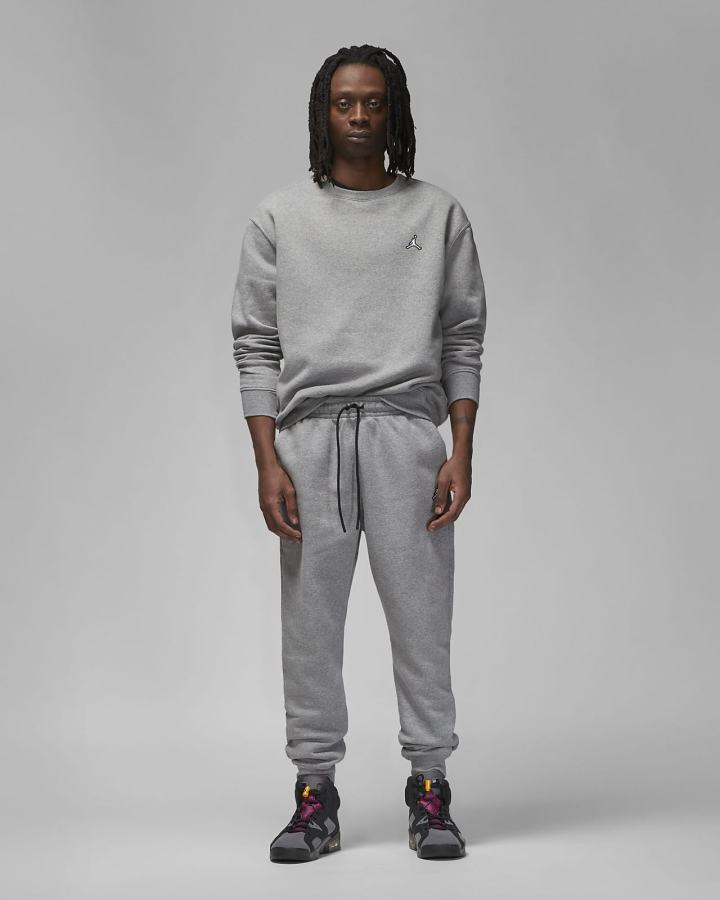 Pantalones Nike Jordan Essential Fleece Hombre Gris Oscuro Negras Blancas | FBLNW-4063