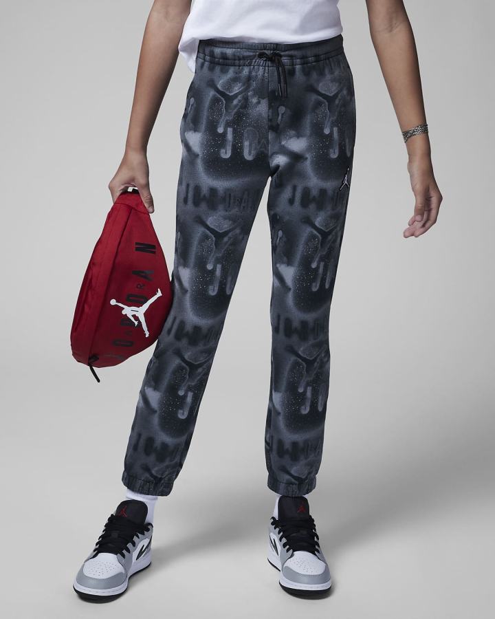 Pantalones Nike Jordan Kids Essentials Printed Fleece Niña Negras | MAPWT-4102