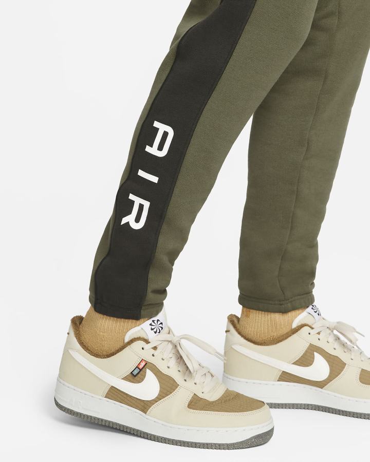 Pantalones Nike Sportswear Air French Terry Hombre Verde Oliva Blancas | VFCKU-0421