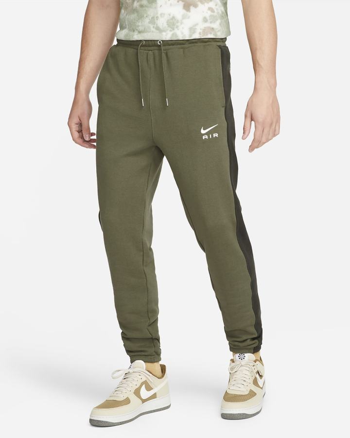 Pantalones Nike Sportswear Air French Terry Hombre Verde Oliva Blancas | VFCKU-0421