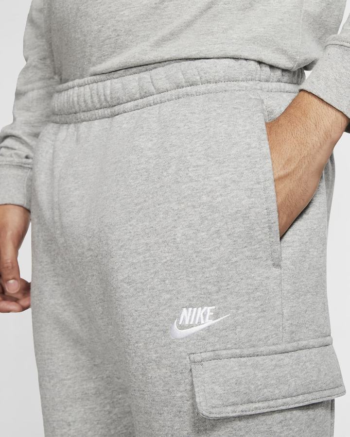 Pantalones Nike Sportswear Club Fleece Cargo Hombre Gris Oscuro Plateadas Blancas | OVJLM-0193