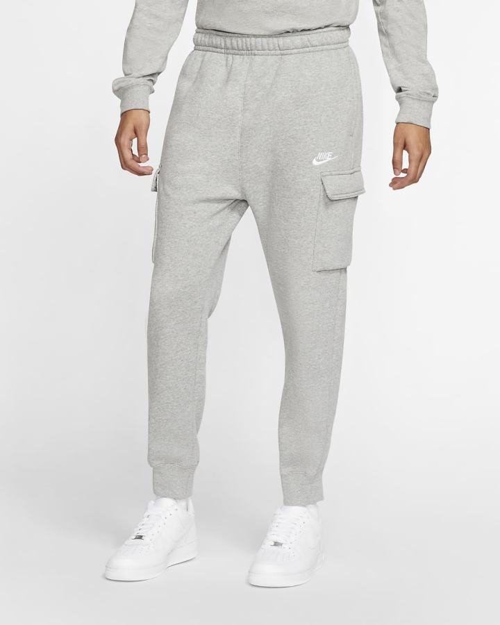 Pantalones Nike Sportswear Club Fleece Cargo Hombre Gris Oscuro Plateadas Blancas | OVJLM-0193