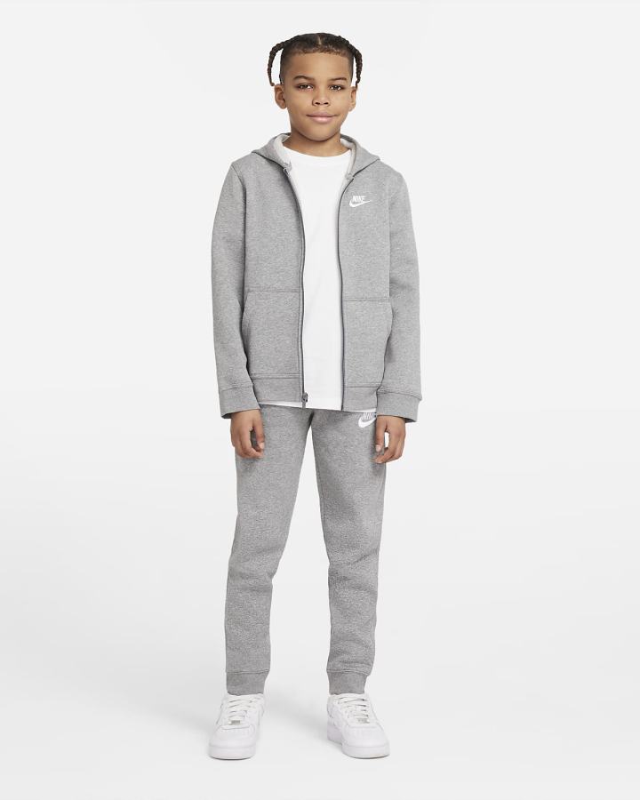 Pantalones Nike Sportswear Club Fleece Kids Niña Gris Oscuro Blancas | PFUOQ-1920