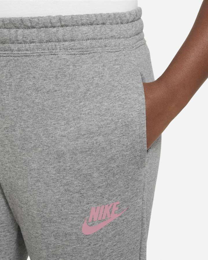 Pantalones Nike Sportswear Club Kids French Terry Fitted (Extended Size) Niña Gris Oscuro Rosas | WPJNM-0267