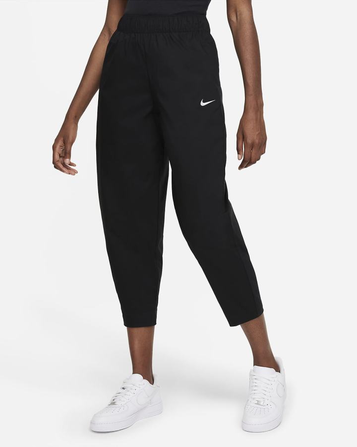 Pantalones Nike Sportswear Essential High-Rise Curve Mujer Negras Blancas | XJPVF-9760