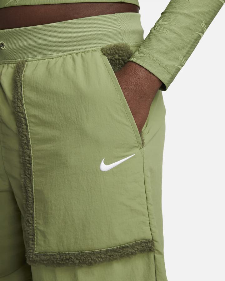 Pantalones Nike Sportswear Essential Woven High-Waisted Curve Mujer Verde Oliva Blancas | AVTIS-1873