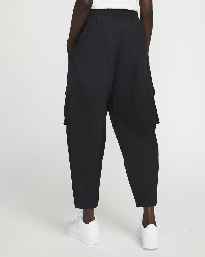 Pantalones Nike Sportswear Swoosh Mid-Rise Woven Mujer Negras Blancas | LYAZD-2396
